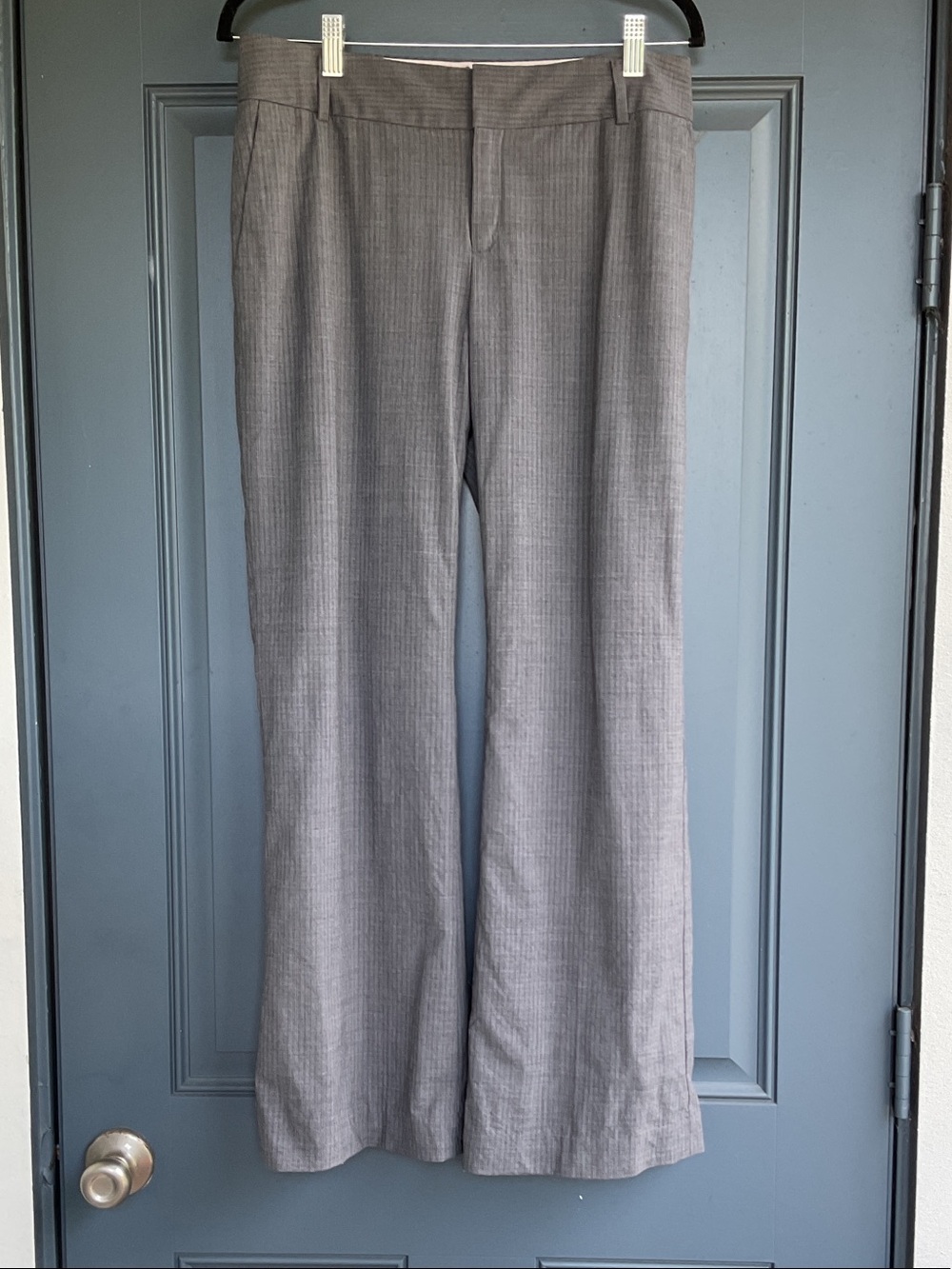 Banana Republic Light Gray Pinstripe Boot-Cut Pants, Size 8P